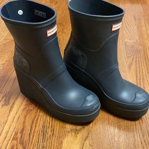 Navy wedge hunter boots